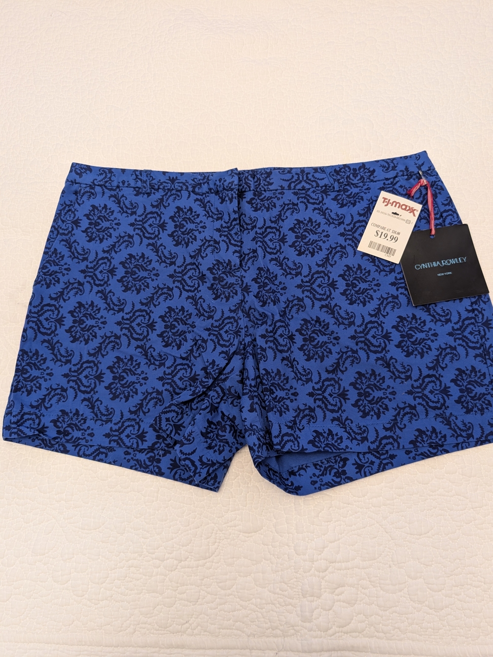Cynthia Rowley Royal Blue with Black Damask Print Men’s Shorts